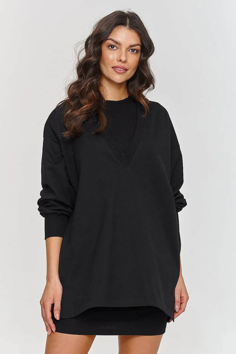 Fitted Ribbed Mini Dress Hoodie Set