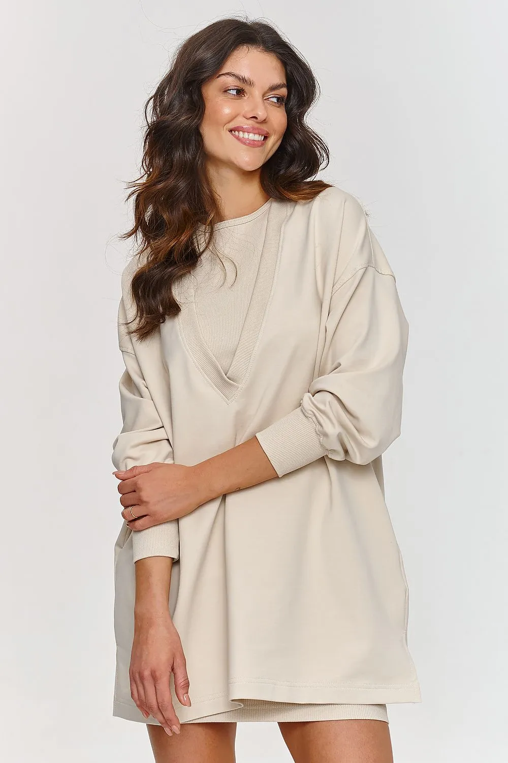 Fitted Ribbed Mini Dress Hoodie Set