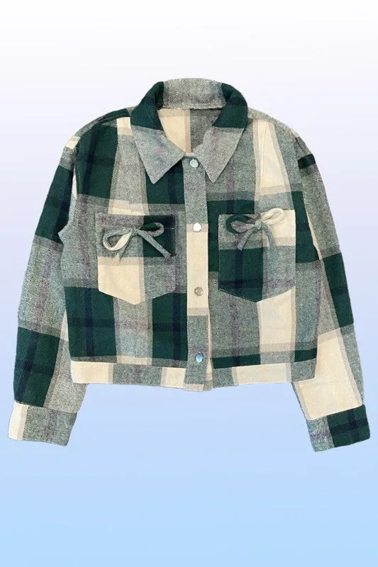 Flannel Bow Detail Jacket