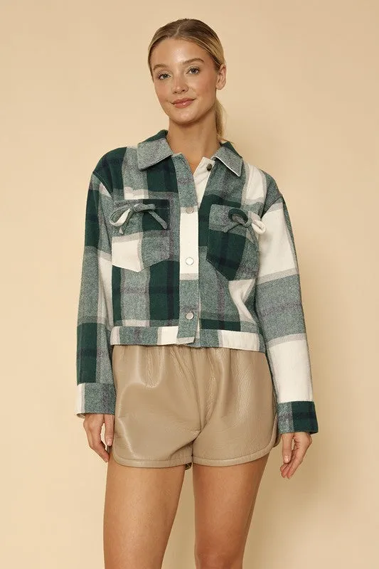 Flannel Bow Detail Jacket