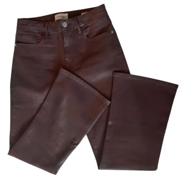 Frame Le Crop Mini Boot Chocolate Brown Denim Jeans Size 27