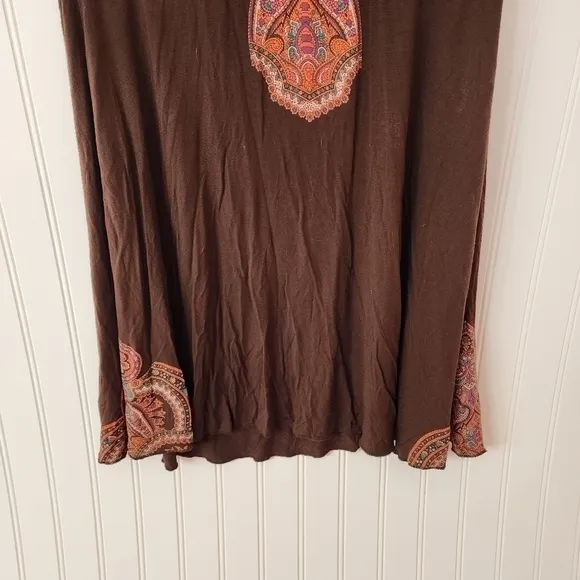 Free People espresso cotton criss cross straps w/ paisley print.
