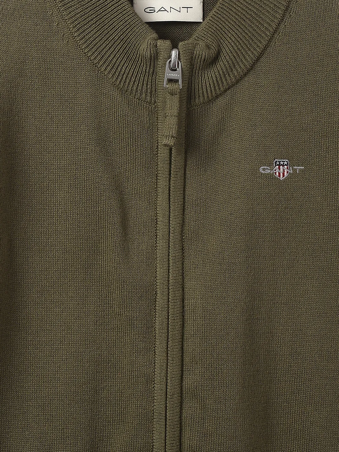 Gant Kids Green Solid Round Neck Full Sleeves Cardigan