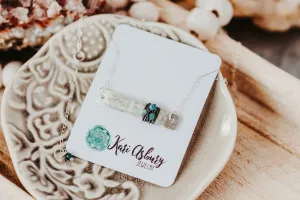 Gemstone Wrapped Hammered Silver Bar Necklace | As Seen On High School Musical: The Musical: The Series