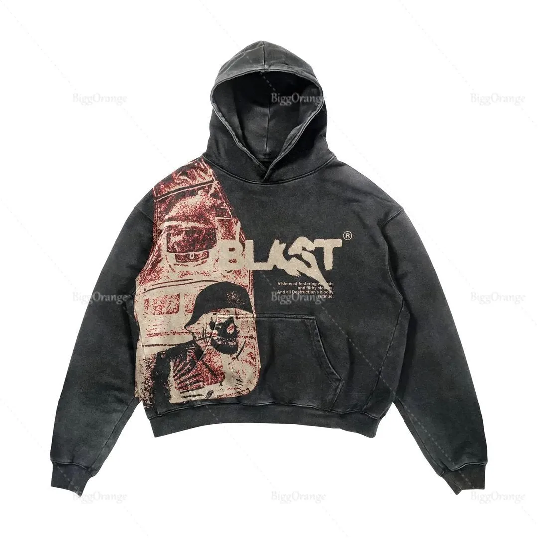 Gothic Skull Print Hoodie