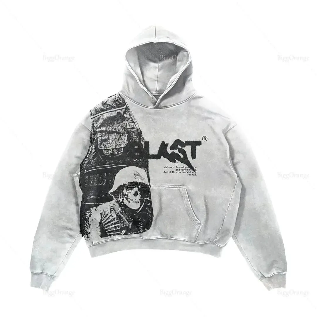 Gothic Skull Print Hoodie
