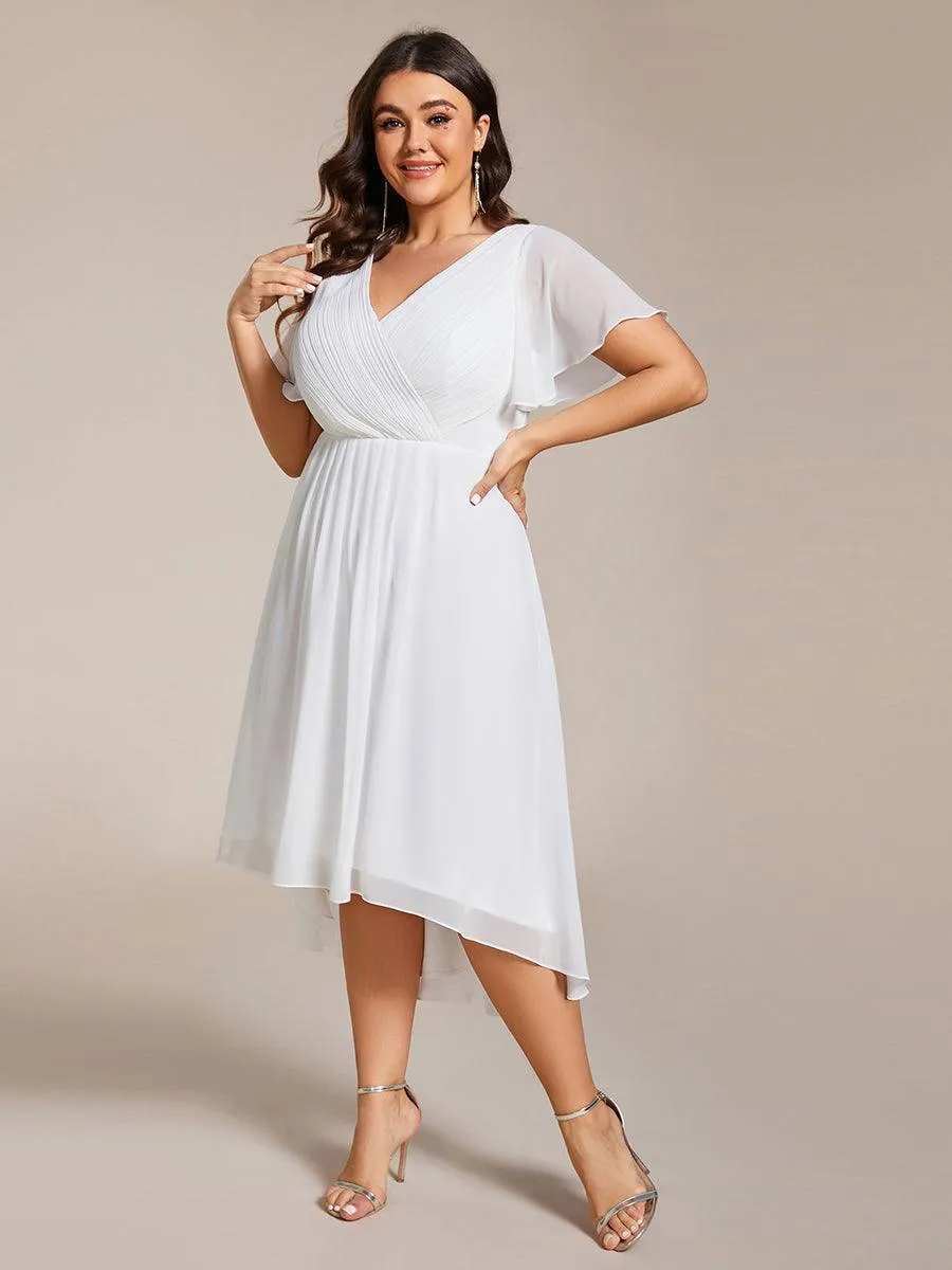 Grande Taille Robe d'invité de mariage chic à col en V