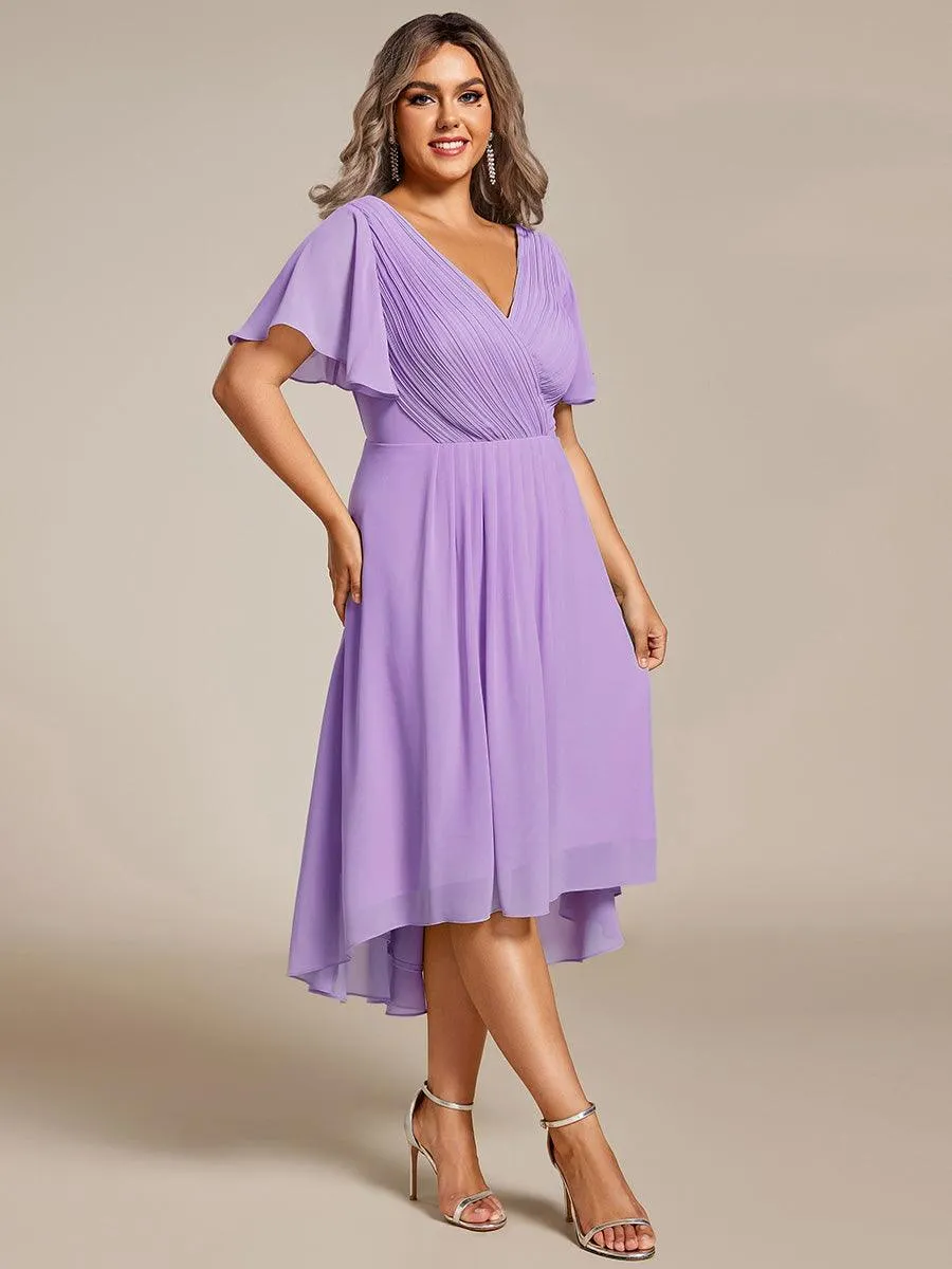 Grande Taille Robe d'invité de mariage chic à col en V