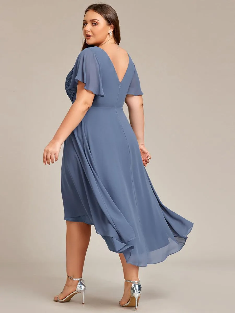 Grande Taille Robe d'invité de mariage chic à col en V