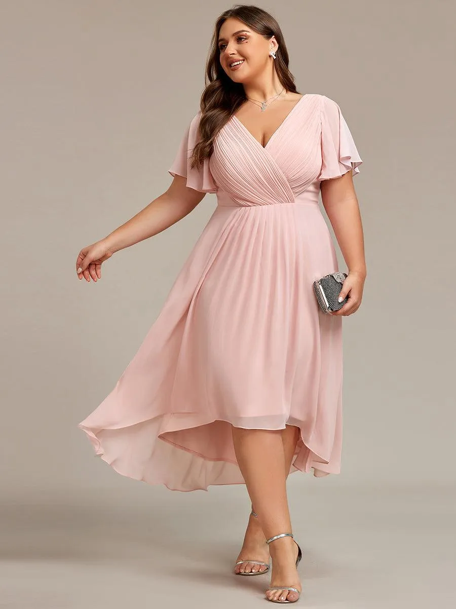 Grande Taille Robe d'invité de mariage chic à col en V