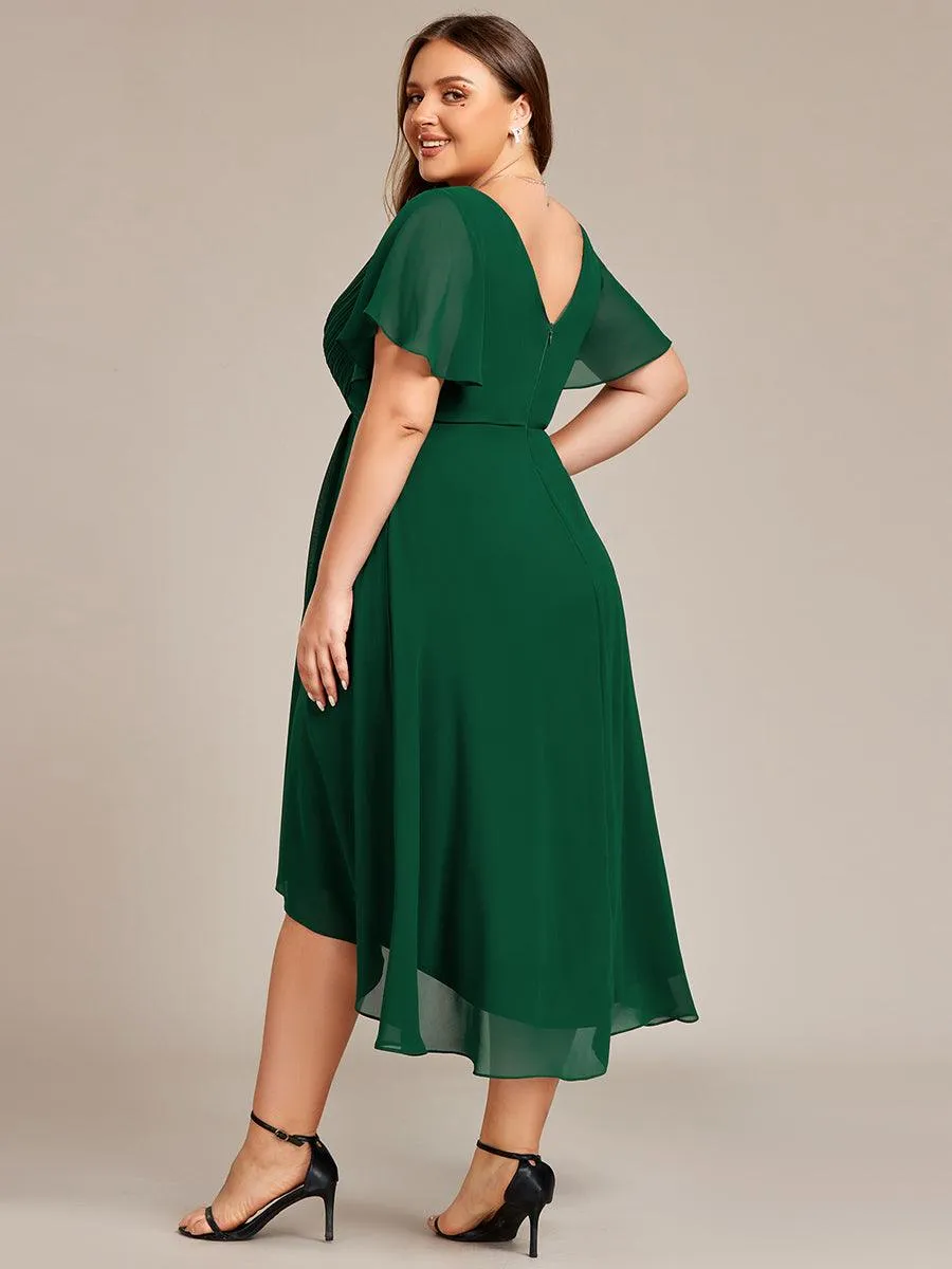 Grande Taille Robe d'invité de mariage chic à col en V