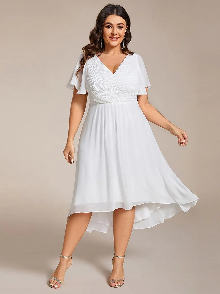 Grande Taille Robe d'invité de mariage chic à col en V