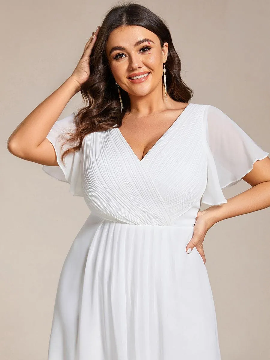 Grande Taille Robe d'invité de mariage chic à col en V