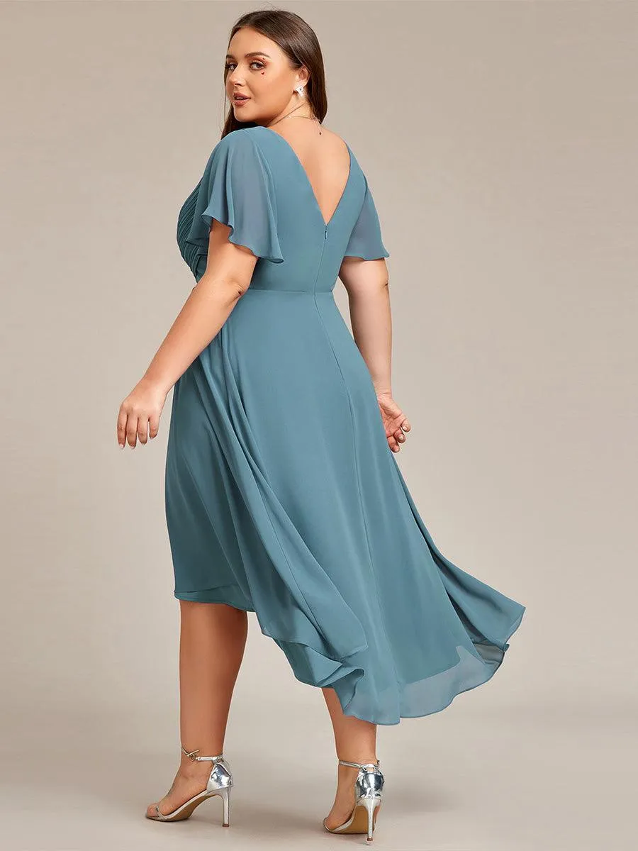 Grande Taille Robe d'invité de mariage chic à col en V