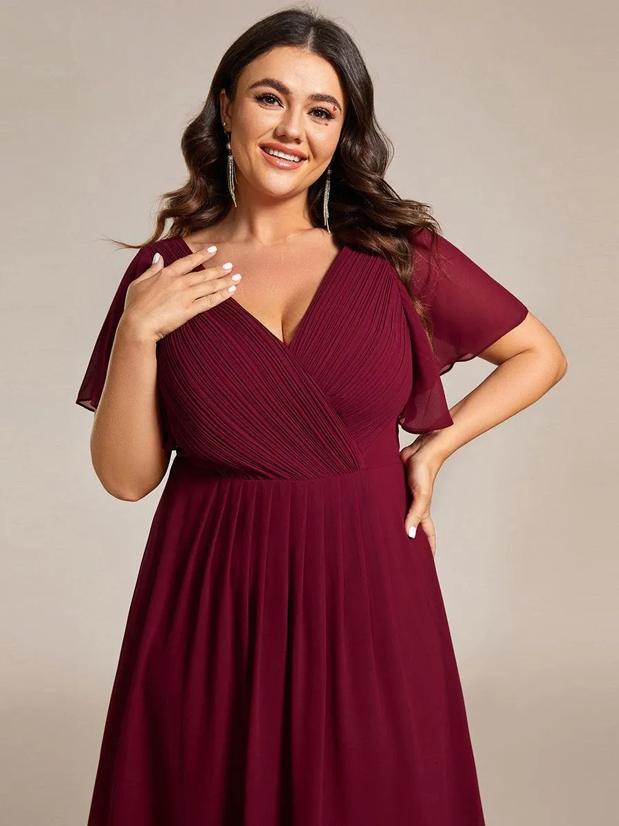 Grande Taille Robe d'invité de mariage chic à col en V