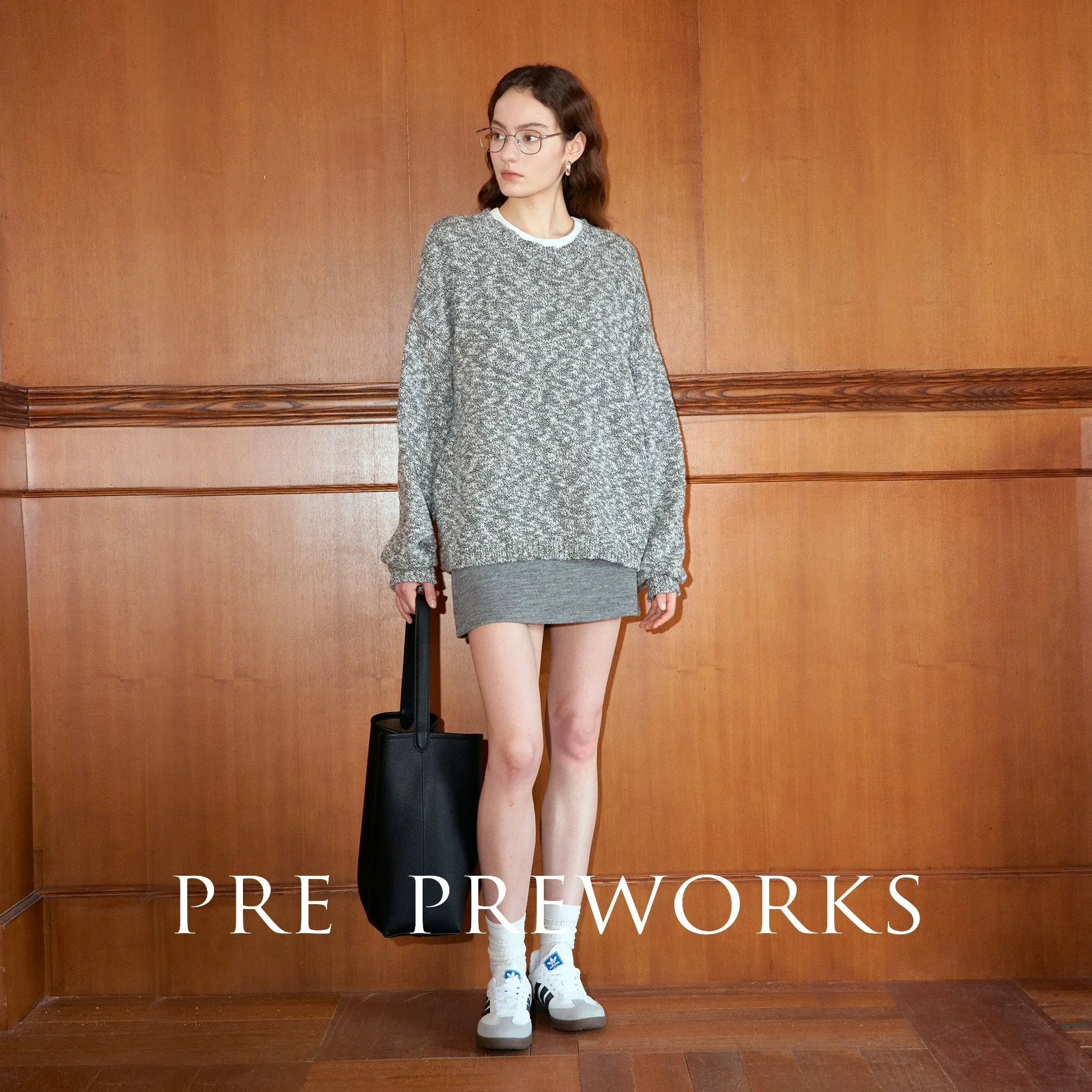 Gray Marled Knit Sweater