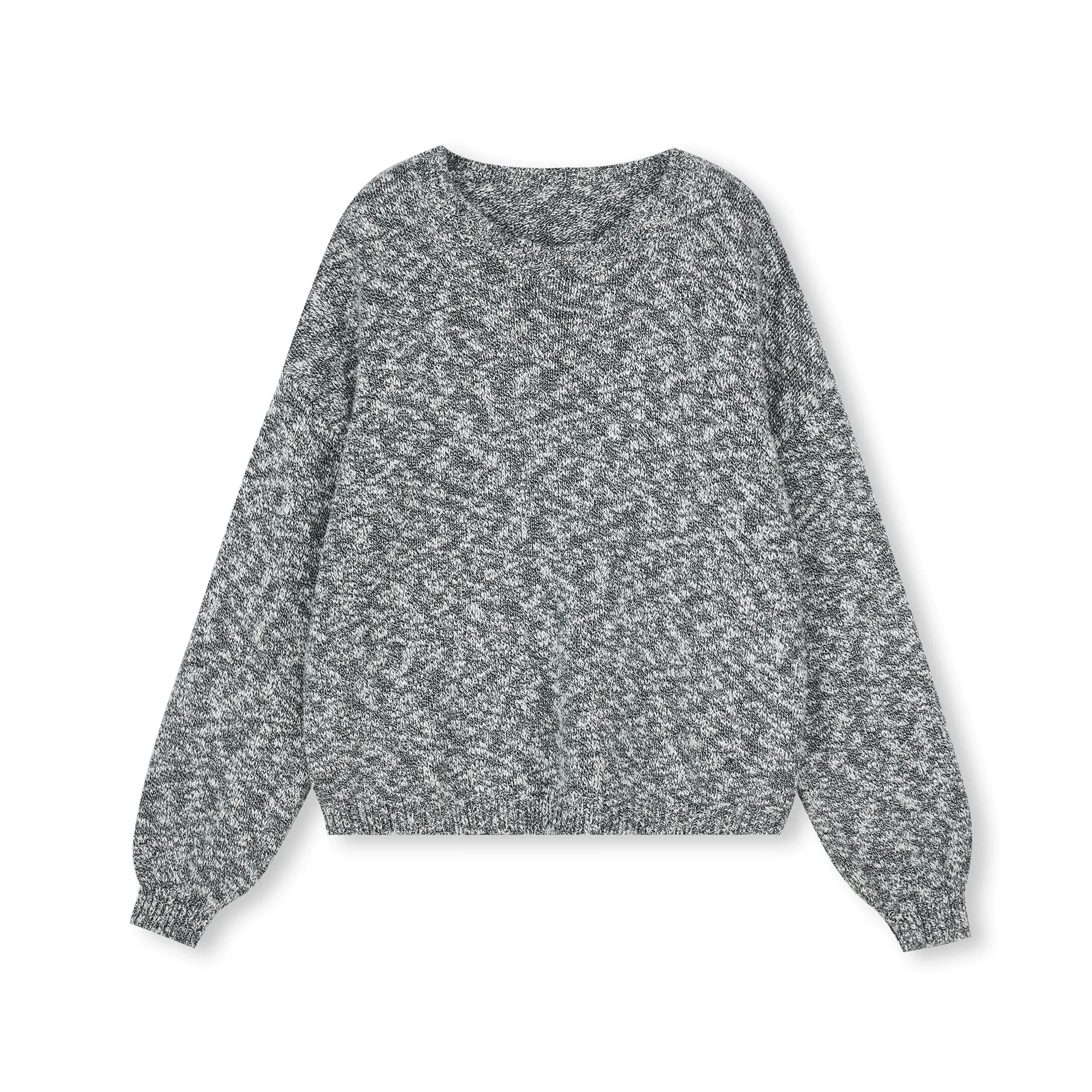 Gray Marled Knit Sweater