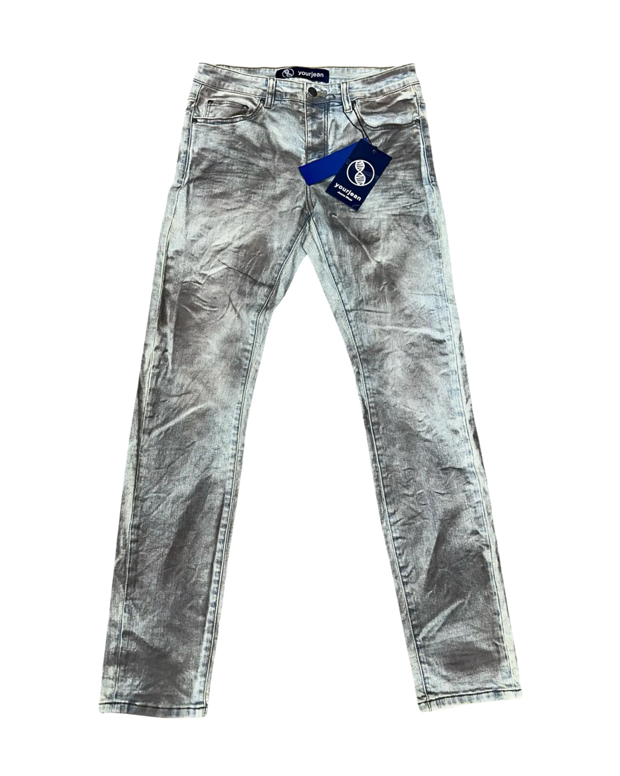 Gray Wash Textured Skinny Jeans
