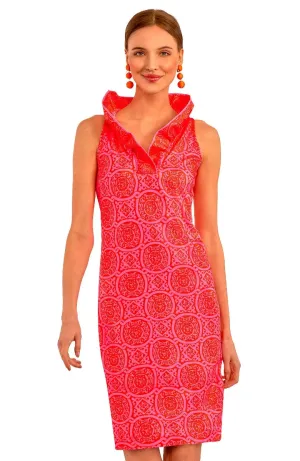 Gretchen Scott | Jersey Ruffneck Sleeveless Dress | Womens' | Pink/Red Sultan's Dining Room