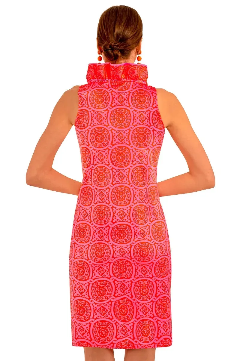 Gretchen Scott | Jersey Ruffneck Sleeveless Dress | Womens' | Pink/Red Sultan's Dining Room