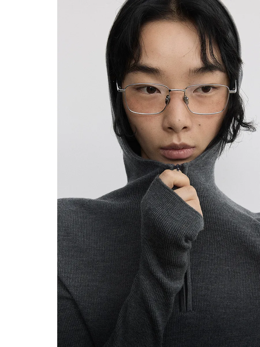 Half-Zip Ribbed Knit Sweater