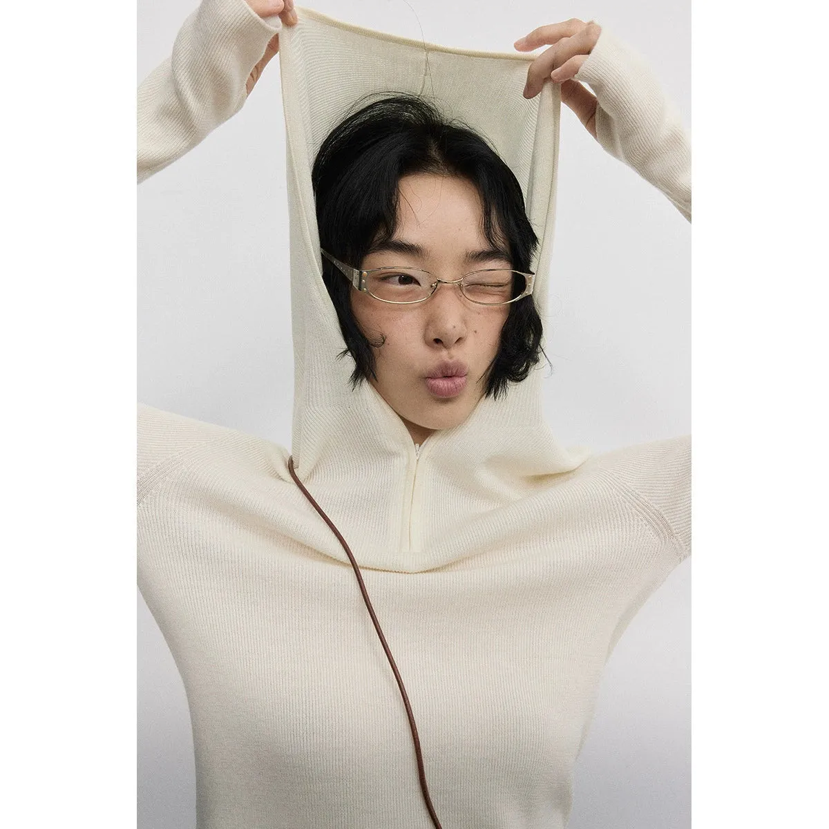 Half-Zip Ribbed Knit Sweater