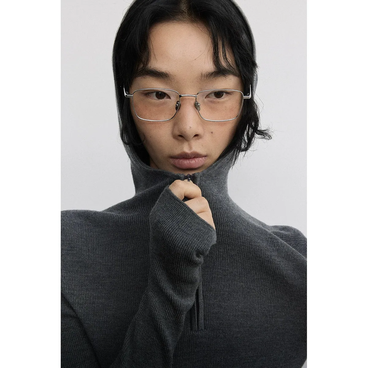 Half-Zip Ribbed Knit Sweater