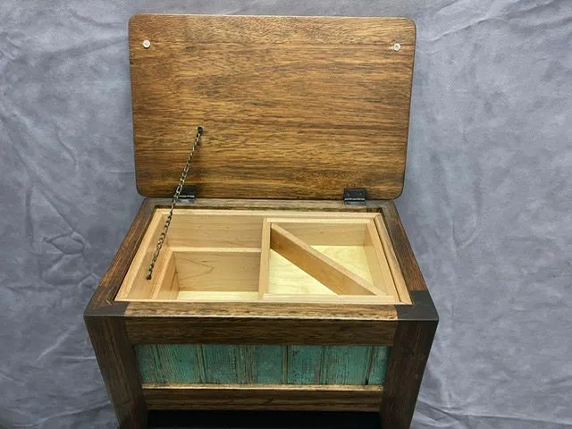 Handmade Lyptus with Vintage Bead Board and Maple Interior Jewelry Box