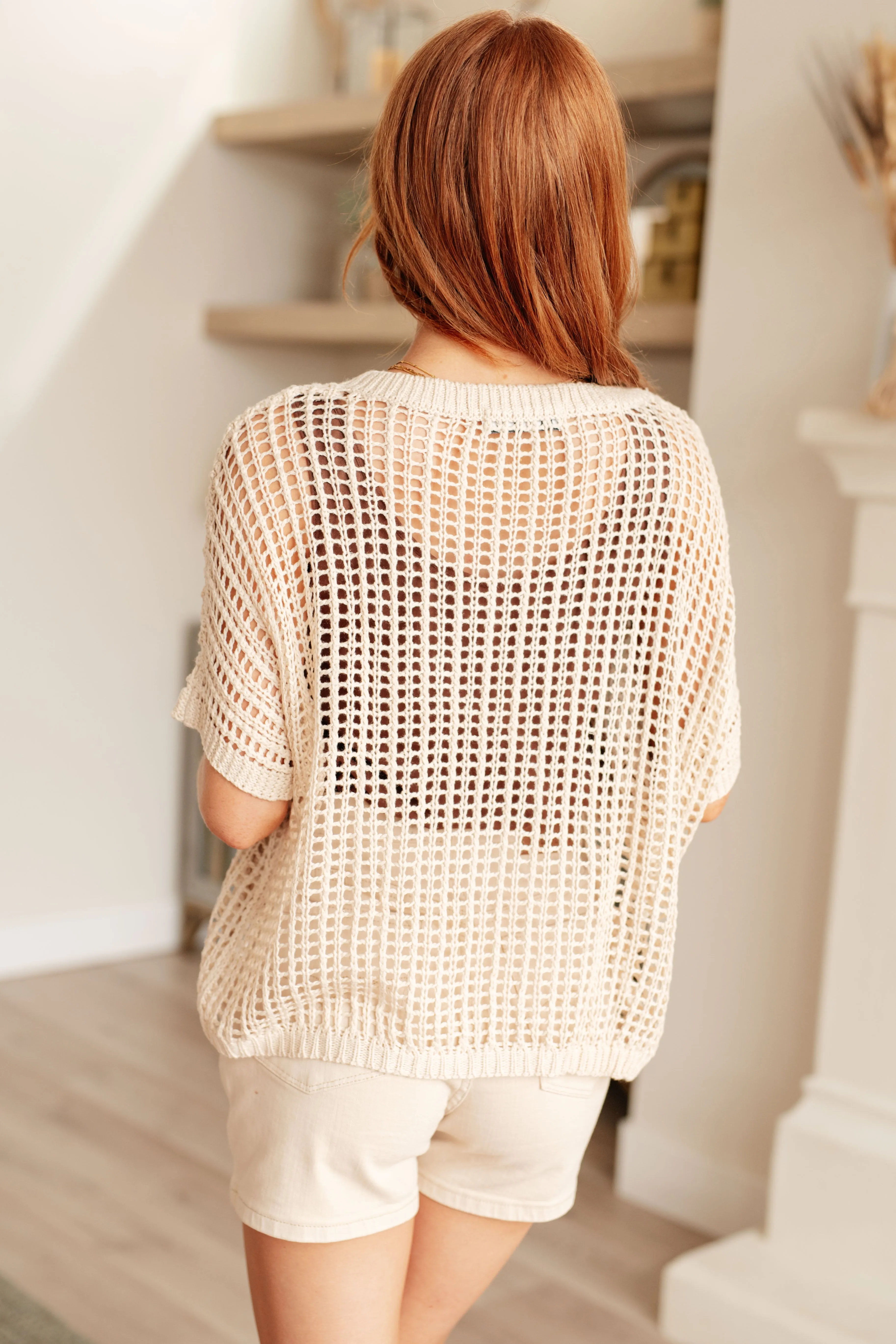 Hazel Blues® |  Coastal Dreams Fishnet Top in Cream