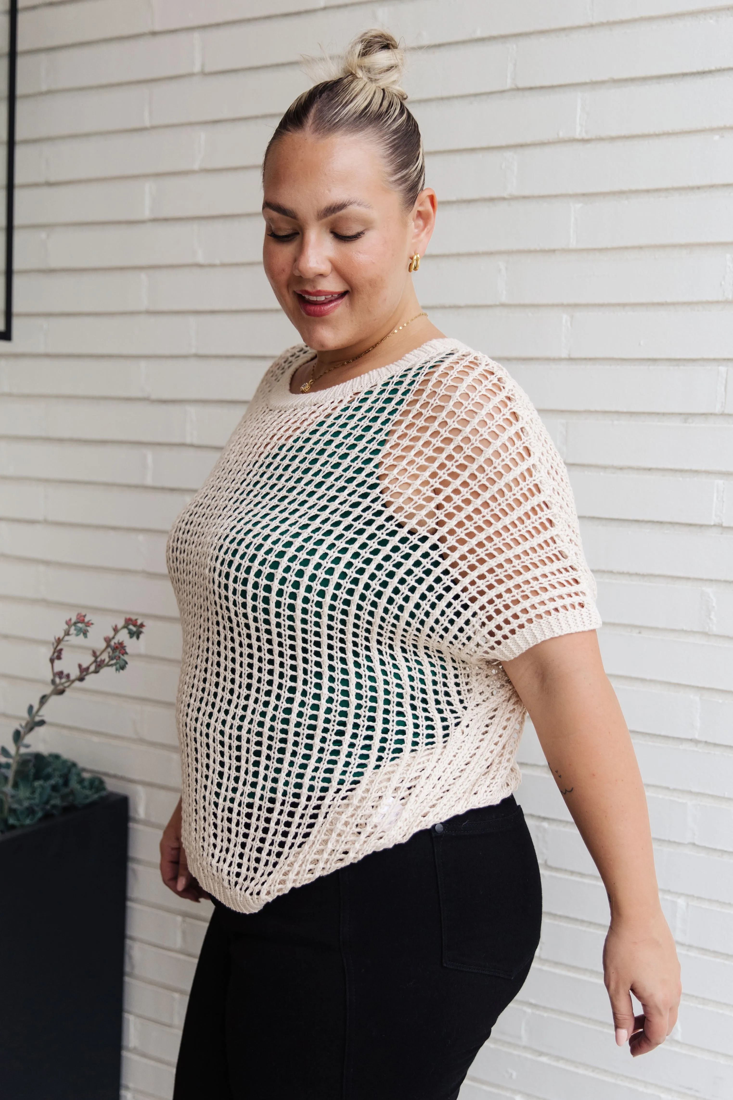 Hazel Blues® |  Coastal Dreams Fishnet Top in Cream