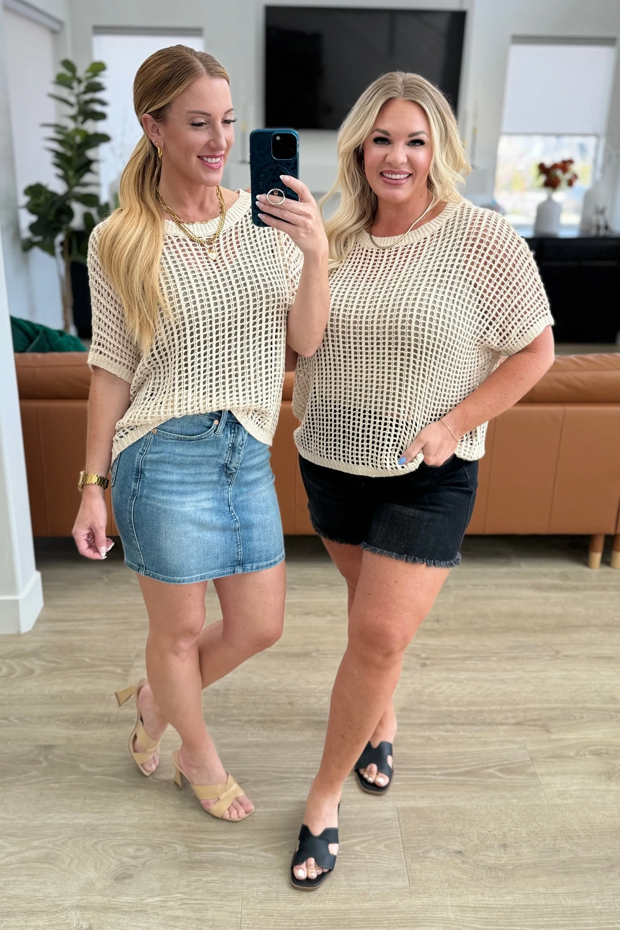Hazel Blues® |  Coastal Dreams Fishnet Top in Cream