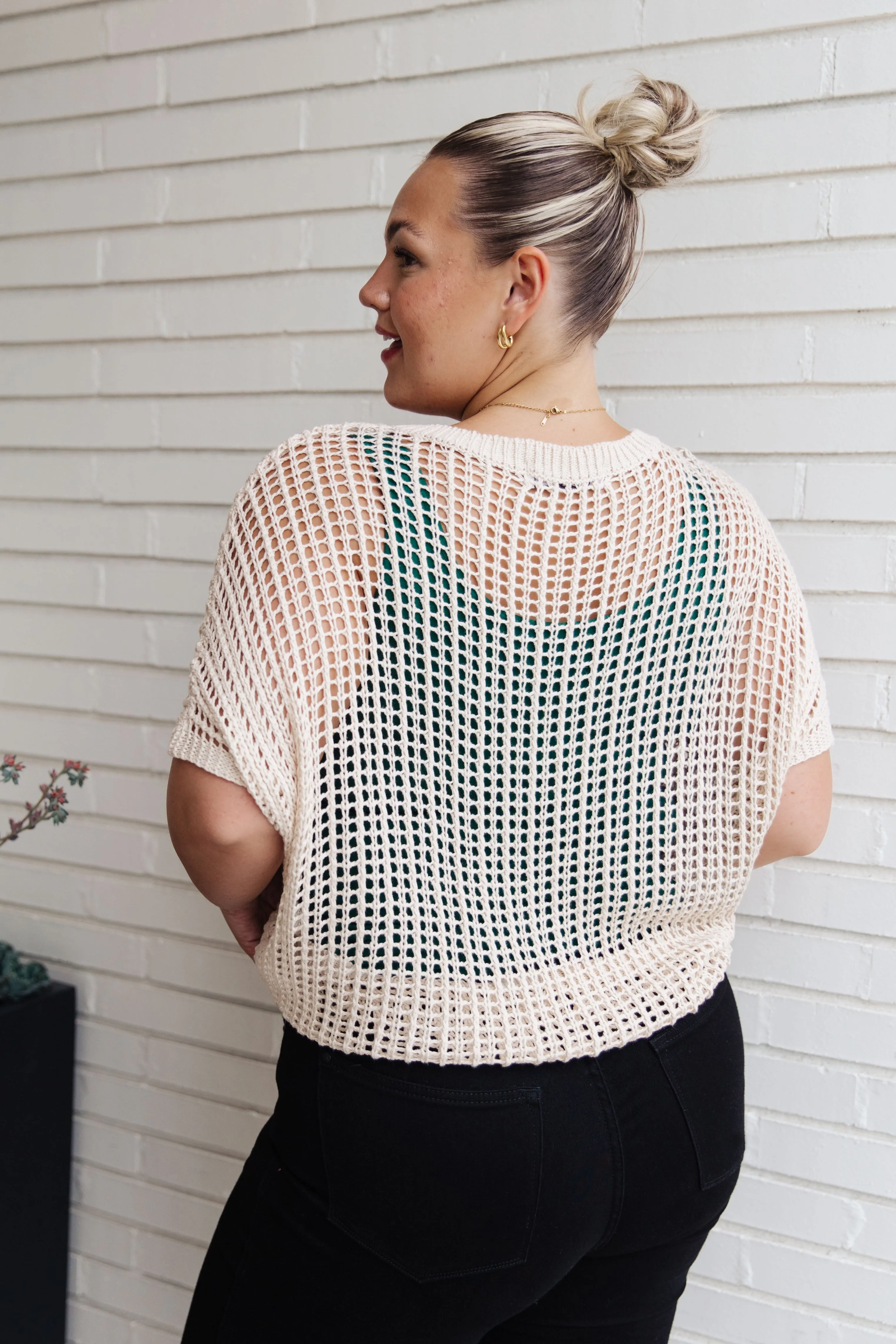 Hazel Blues® |  Coastal Dreams Fishnet Top in Cream