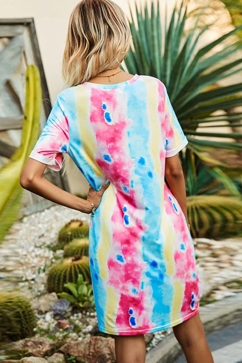 Hazel Blues® | Twisted V-Neck Short Sleeve Dress