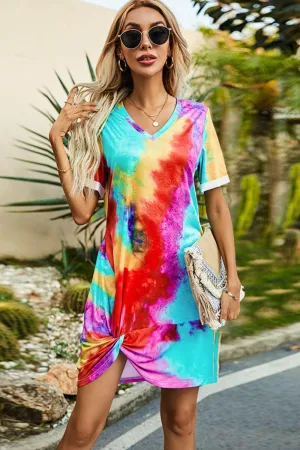Hazel Blues® | Twisted V-Neck Short Sleeve Dress