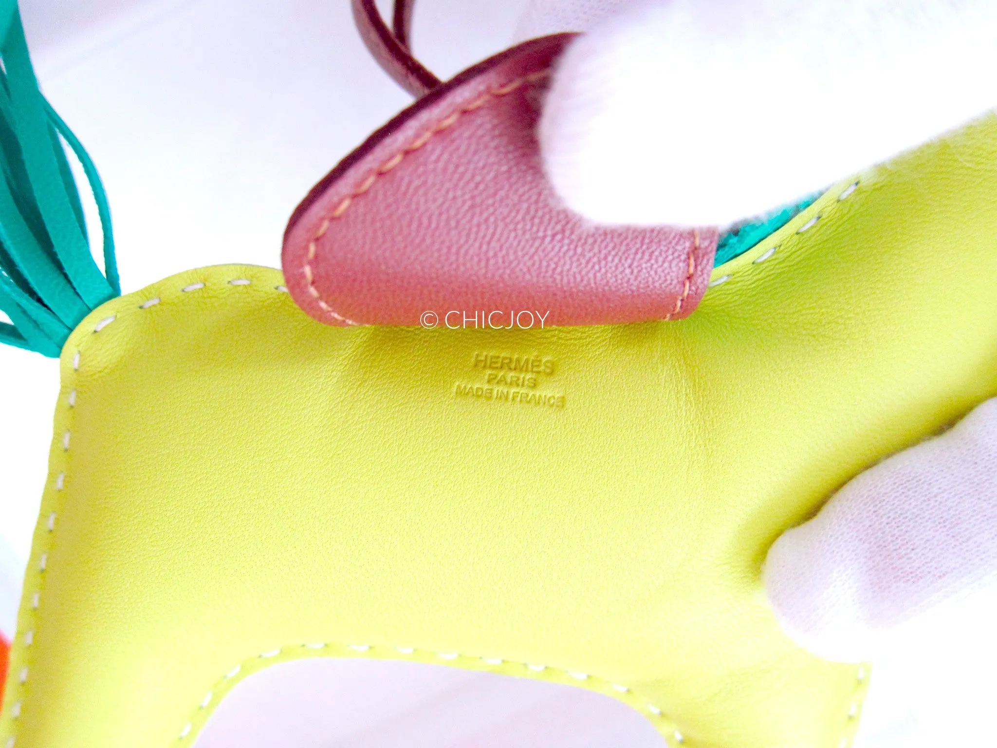 Hermes Lime Fauve Fauve Rodeo Leather Charm GM