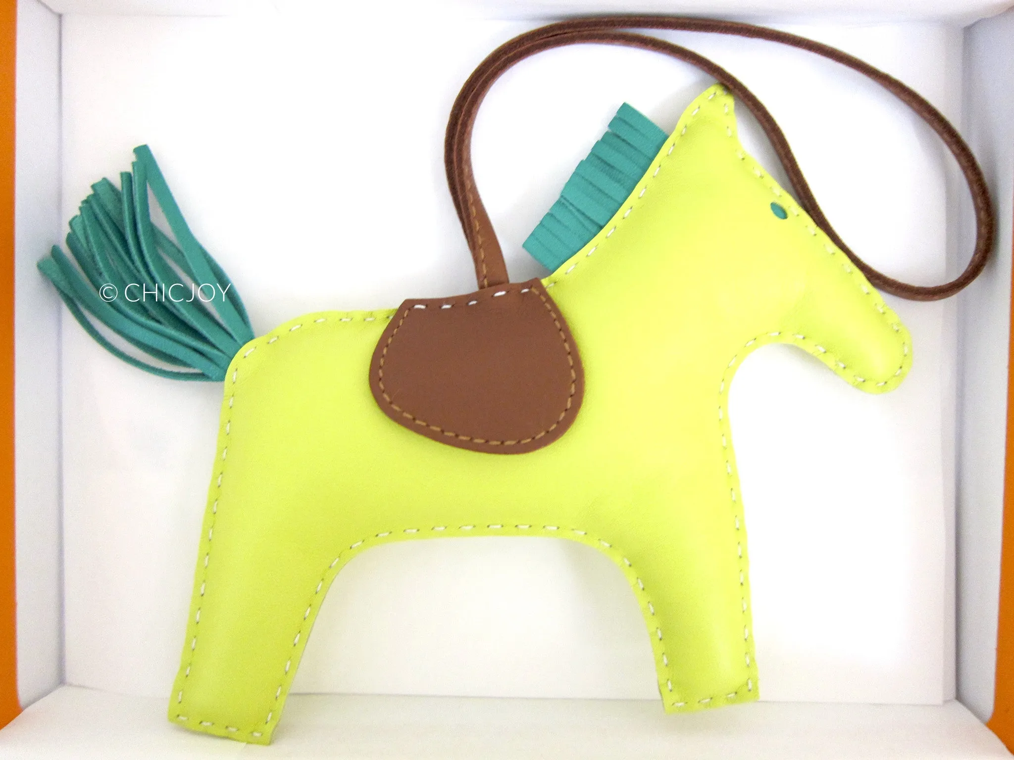 Hermes Lime Fauve Fauve Rodeo Leather Charm GM
