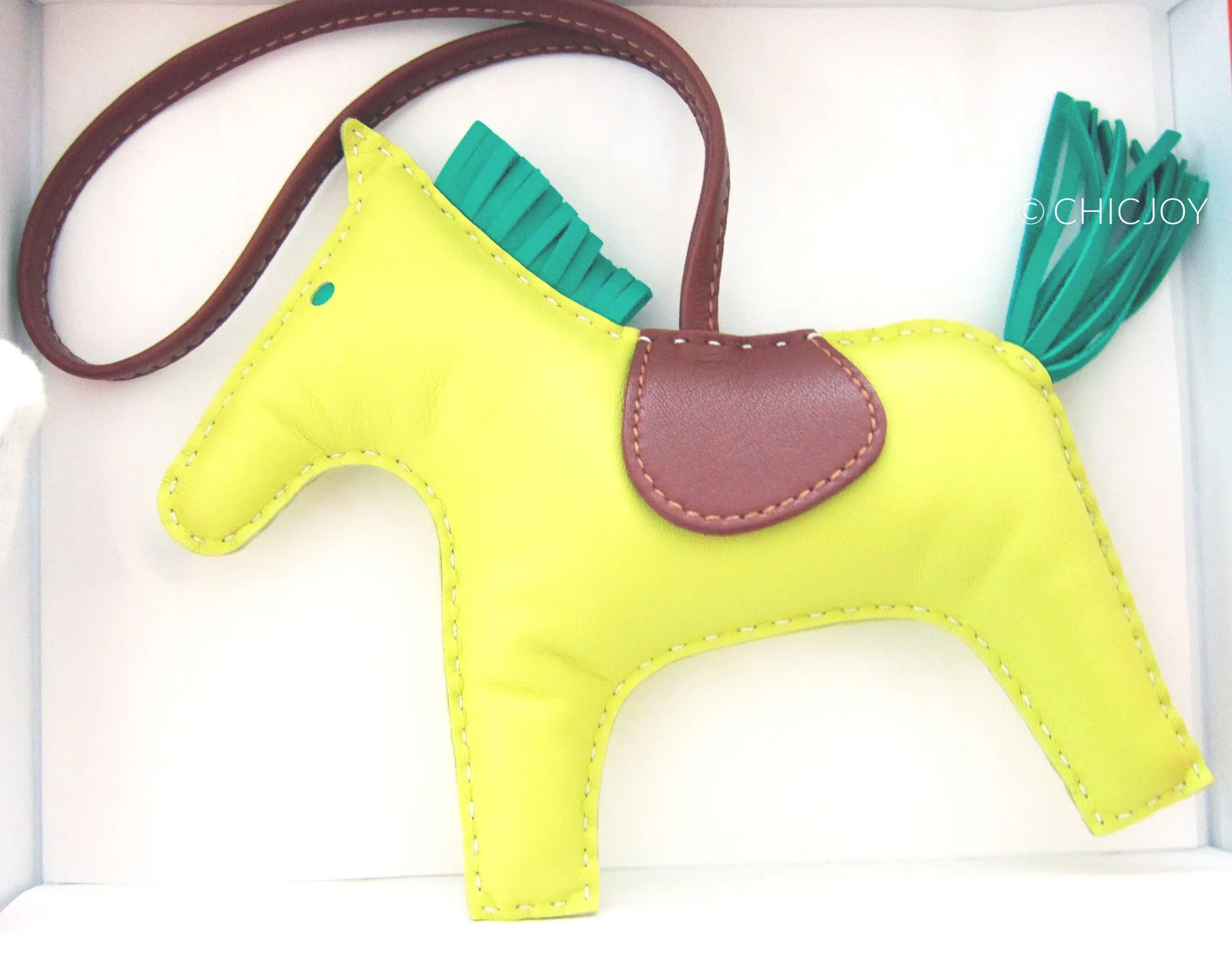 Hermes Lime Fauve Fauve Rodeo Leather Charm GM