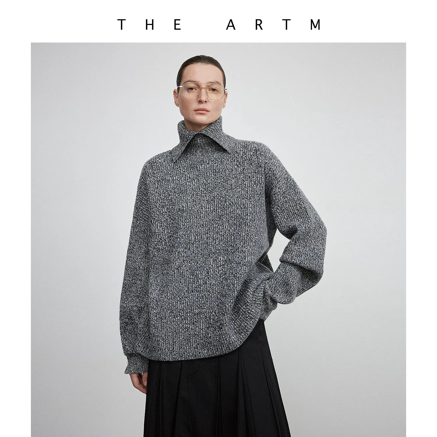 High-Collar Knit Sweater