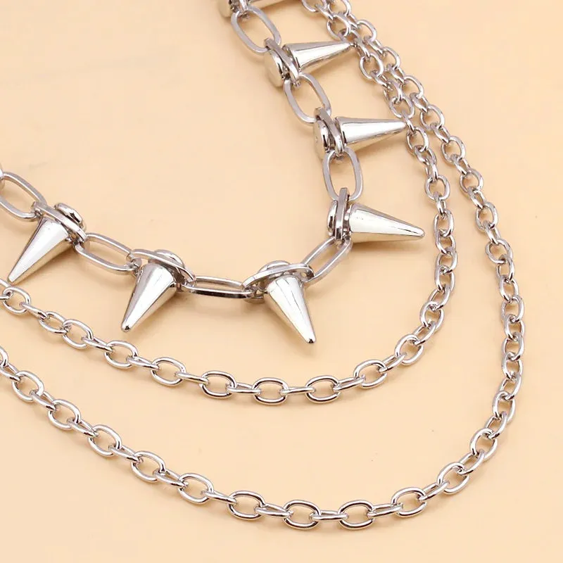 Hip-hop Punk Metal Rivets Pants Chain Multi-layer Waist Chain Dress Up Pants Hundred With Jewelry