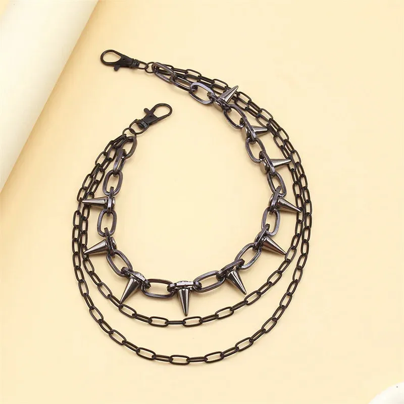 Hip-hop Punk Metal Rivets Pants Chain Multi-layer Waist Chain Dress Up Pants Hundred With Jewelry