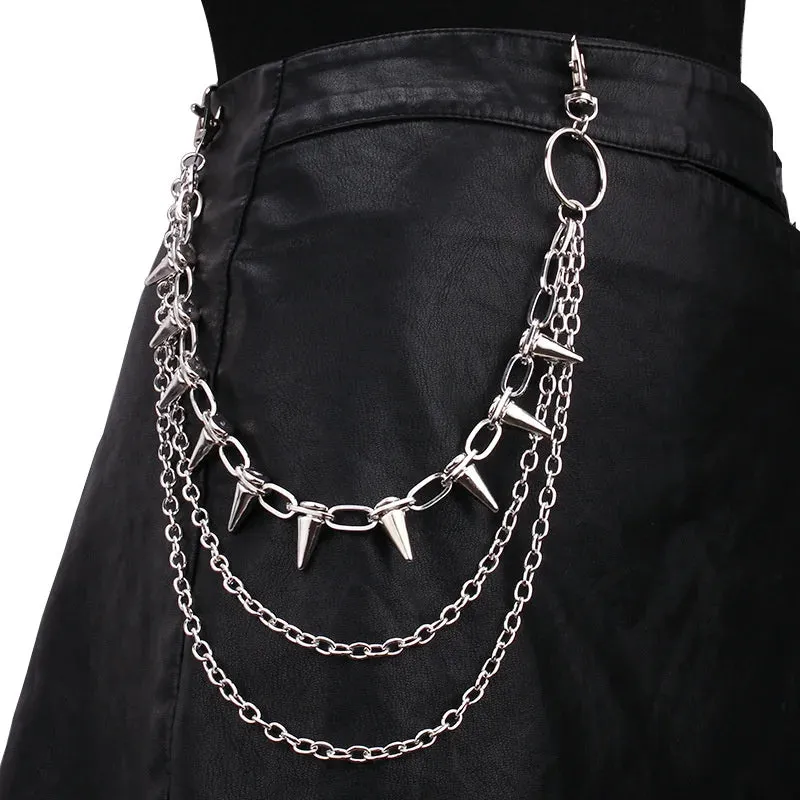 Hip-hop Punk Metal Rivets Pants Chain Multi-layer Waist Chain Dress Up Pants Hundred With Jewelry