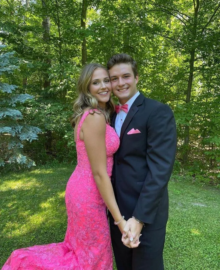 Hot Pink Long Lace 2024 Prom Dress Mermaid Formal Evening Dress Sleeveless