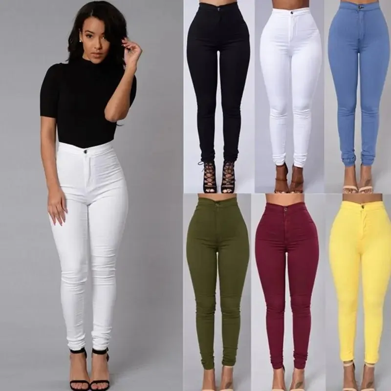HOT SALE Women Denim Skinny Jeggings Pants High Waist Stretch Jeans Slim Pencil Trousers