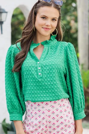 It's Up To You Green Textured Blouse
