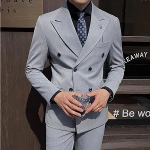 (Jacket Vest Pants) 7XL Design Men Suits Business Costume Homme Wedding Dress Groom Tuxedo Slim Fit Prom Double Breasted Blazers
