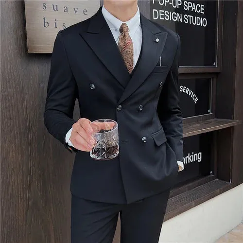 (Jacket Vest Pants) 7XL Design Men Suits Business Costume Homme Wedding Dress Groom Tuxedo Slim Fit Prom Double Breasted Blazers