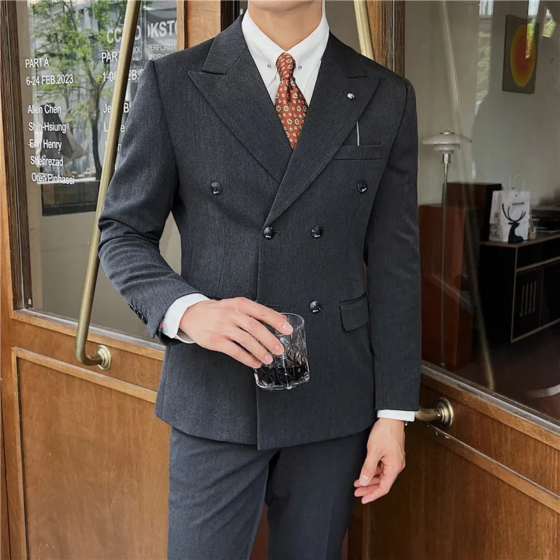 (Jacket Vest Pants) 7XL Design Men Suits Business Costume Homme Wedding Dress Groom Tuxedo Slim Fit Prom Double Breasted Blazers