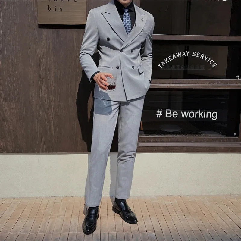 (Jacket Vest Pants) 7XL Design Men Suits Business Costume Homme Wedding Dress Groom Tuxedo Slim Fit Prom Double Breasted Blazers