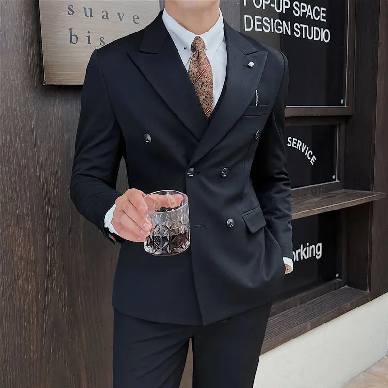 (Jacket Vest Pants) 7XL Design Men Suits Business Costume Homme Wedding Dress Groom Tuxedo Slim Fit Prom Double Breasted Blazers