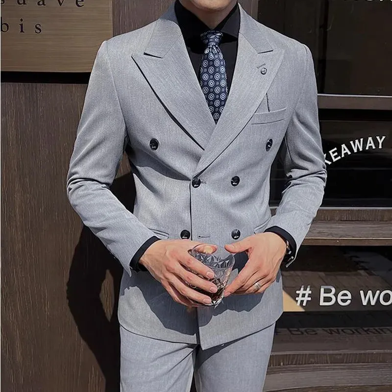 (Jacket Vest Pants) 7XL Design Men Suits Business Costume Homme Wedding Dress Groom Tuxedo Slim Fit Prom Double Breasted Blazers